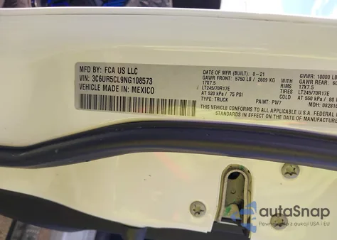 2022 Ram 2500 Tradesman 4X4 6'4" Box z USA, uszkodzony, nr VIN 3C6UR5CL9NG108573